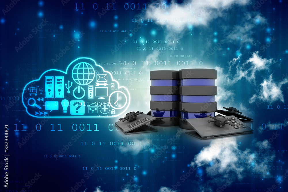 Poster 3d rendering database storage data base