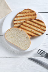 Pieces of toasted bread