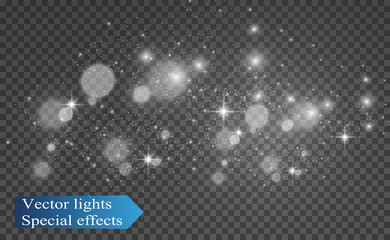 Obraz premium Beautiful sparks shine with special light. Vector sparkles on a transparent background. Christmas abstract pattern. A beautiful illustration for the postcard. The background for the image. Luminaries.
