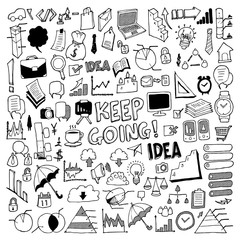 Business doodle set. Drawing vector illustration hand drawn eps10