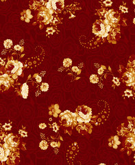 Fragment of colorful retro tapestry Seamless floral textile pattern with floral ornament useful as background for web and print.