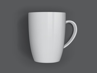 white mug isolated on dark background top view vector mock up