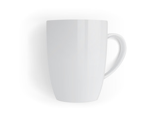 white mug isolated on white background top view vector mock up