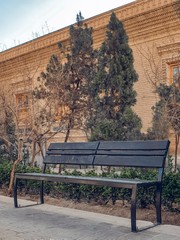 Fototapeta na wymiar bench in the park.Wooden bench chairs are set in the garden