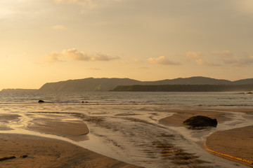 beautiful colorful sunset on agonda beach in goa, india