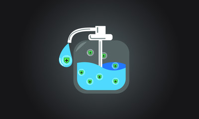 Disinfection hand sanitizer bottle, washing gel. Vector illustration. sanitizer with antibiotic 