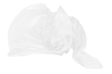 Beautiful flowing mesh of small particles. White wavy shape made of small cubes. 3D rendering image.