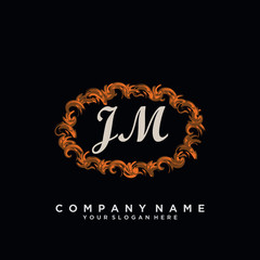 Initial Letter JM Logo With circle Template Vector	
