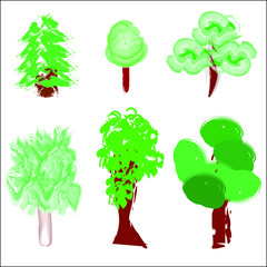 set of green trees