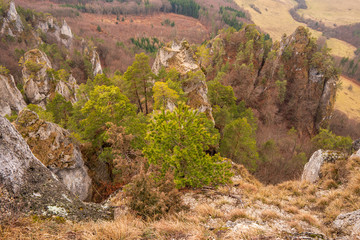 Remains of rock city in Sulov Rocks, Súľov Rocks is a Slovak national nature reserve. Slovakia Sulovske Rocks