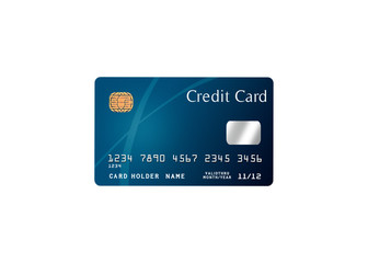 credit card with blue color isolated on white