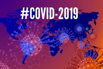 coronavirus. abstract background with hashtag covid-19. biological hazard