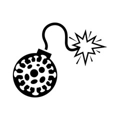 icon of Novel corona virus disease 2019 pandemic in form of bomb with lit fuse ready to explode at any time. Stop COVID-19 outbreak