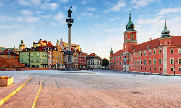 Panorama of Warsaw old town, Poland