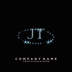 Initial Letter JT Logo With circle Template Vector	
