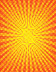 Bright and colorful pop art swirl stripes comic banner template. Vector vertical funny postcard. Decorative background in saturated juicy colors. For posters, flyers, social media.