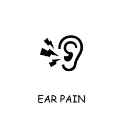 Ear pain flat vector icon
