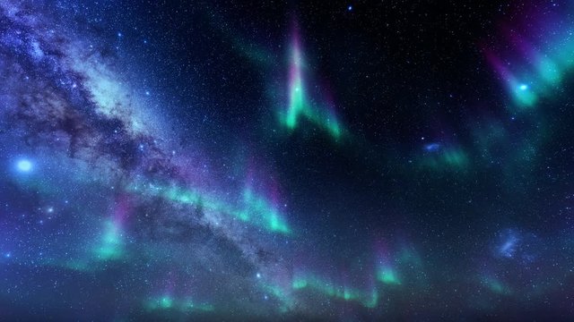 Beautiful northern lights timelapse against starry sky, 4K