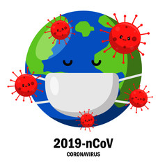 world coughing corona virus. antiretroviral drugs covid 19. bacteria isolated on white background. illustration vector.