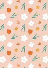 Floral pattern background. Repeated wallpaper with plant and flower elements