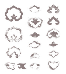 Decorative elements from Eastern national patterns. Vector illustration on a white background.