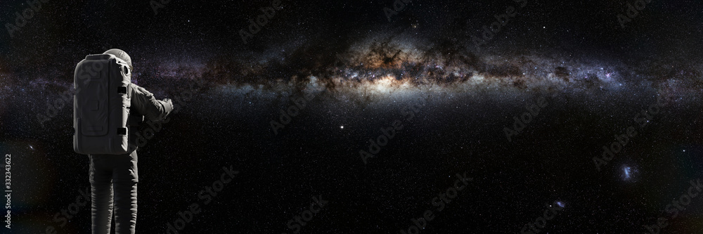 Canvas Prints astronaut in outer space with milky way galaxy
