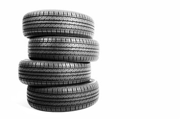 Fototapeta na wymiar a black isolation rubber tire, on the white backgrounds