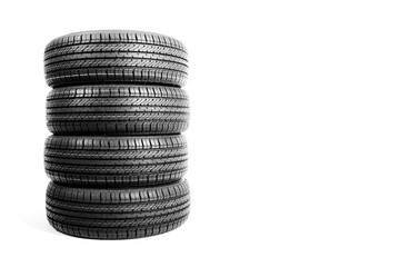 a black isolation rubber tire, on the white backgrounds