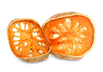 dried quince slices an isolated on white background