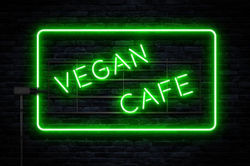 Vegan Cafe Neon Sign on dark wall