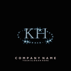 Initial Letter KH Logo With circle Template Vector	
