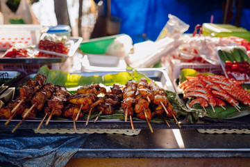 Grilled chicken street food in Thailand