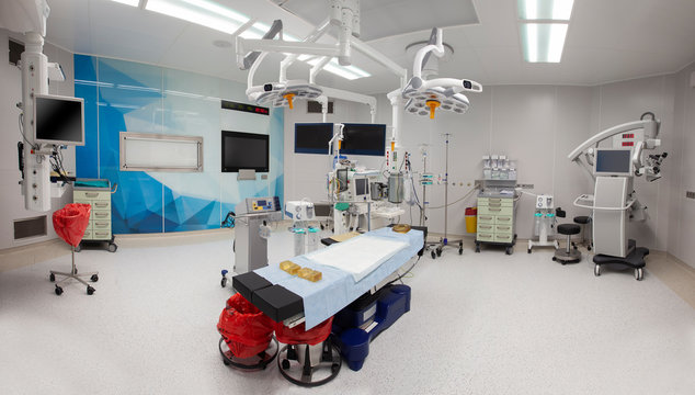 Operating room equipment and medical devices in modern hospital