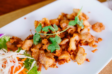 Fried crocodile meat in a local Thai restaurant