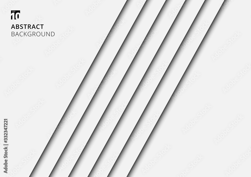 Poster abstract background white stripes lines diagonal with shadow.