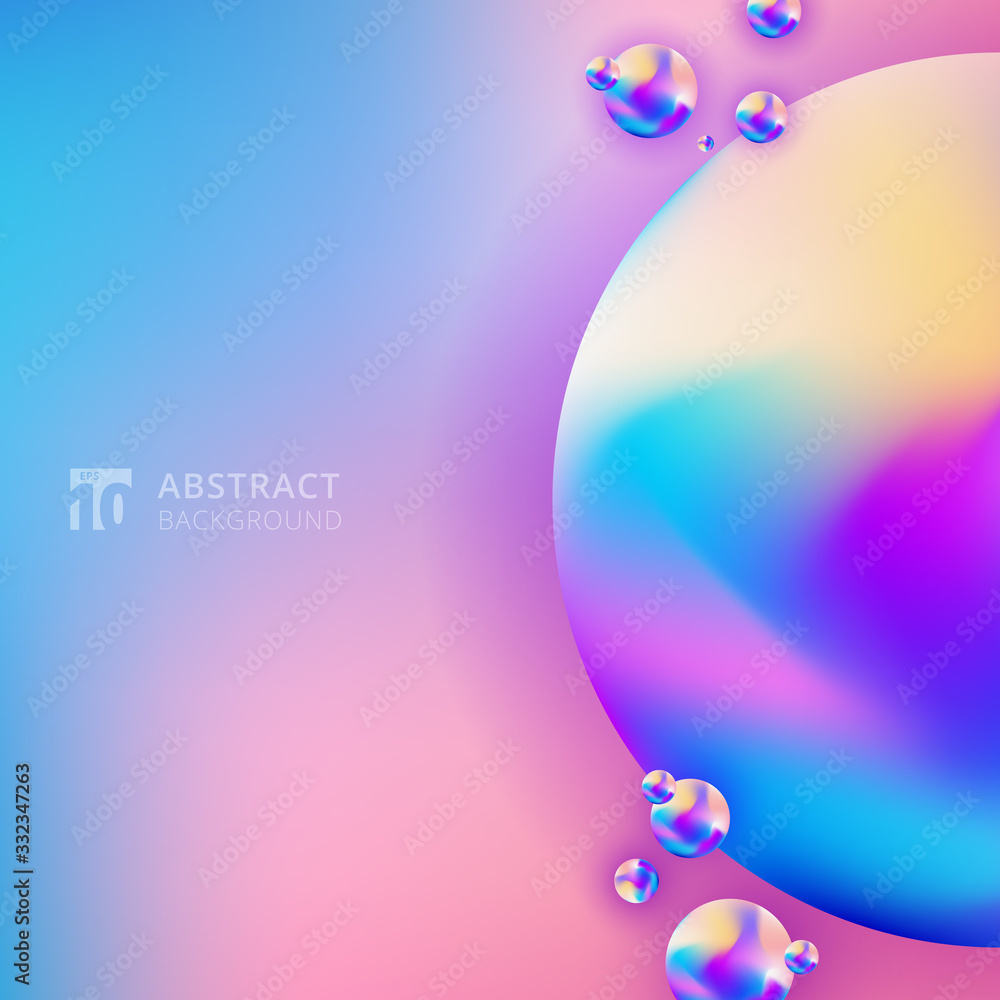 Poster abstract trendy 3d circle gradient color on blurred background.
