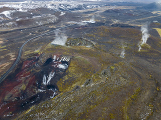 Fototapeta na wymiar bird view of blue lake Iceland