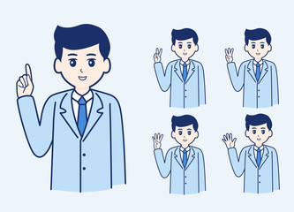 Business man in suit with hand gestures. One, Two, Three, Four, Five.