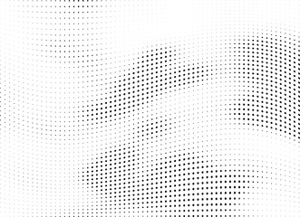 Abstract halftone wave dotted background. Halftone twisted grunge pattern, dot, circle.  Vector modern optical halftone pop art texture for poster, business card, cover, label mock-up, sticker layout