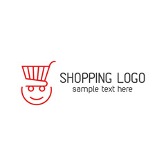 Shopping Logo template. Abstract colorful shopping cart icon and smile. Universal template logo for business, shopping, trading platform or App. Vector illustration EPS 10.