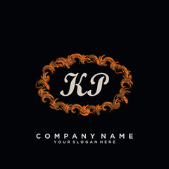 Initial Letter KP Logo With circle Template Vector	
