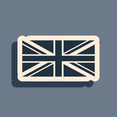 Black Flag of Great Britain icon isolated on grey background. UK flag sign. Official United Kingdom flag sign. British symbol. Long shadow style. Vector Illustration