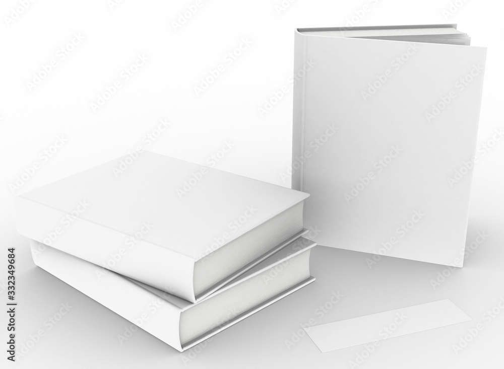Poster template empty book mockup set white background , 3d rendering