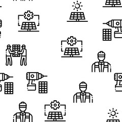 Solar Energy Technicians Seamless Pattern Vector Thin Line. Illustrations