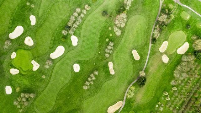 Drone view of a golf course in Omaha Beach Normandy France