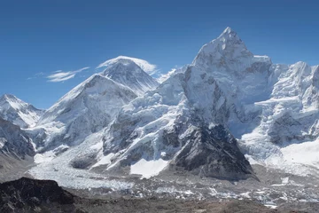 Fotobehang Lhotse Panorama Himalaya Mountain Range with Everest - Highest Mountain 8848 meters. Nepal.