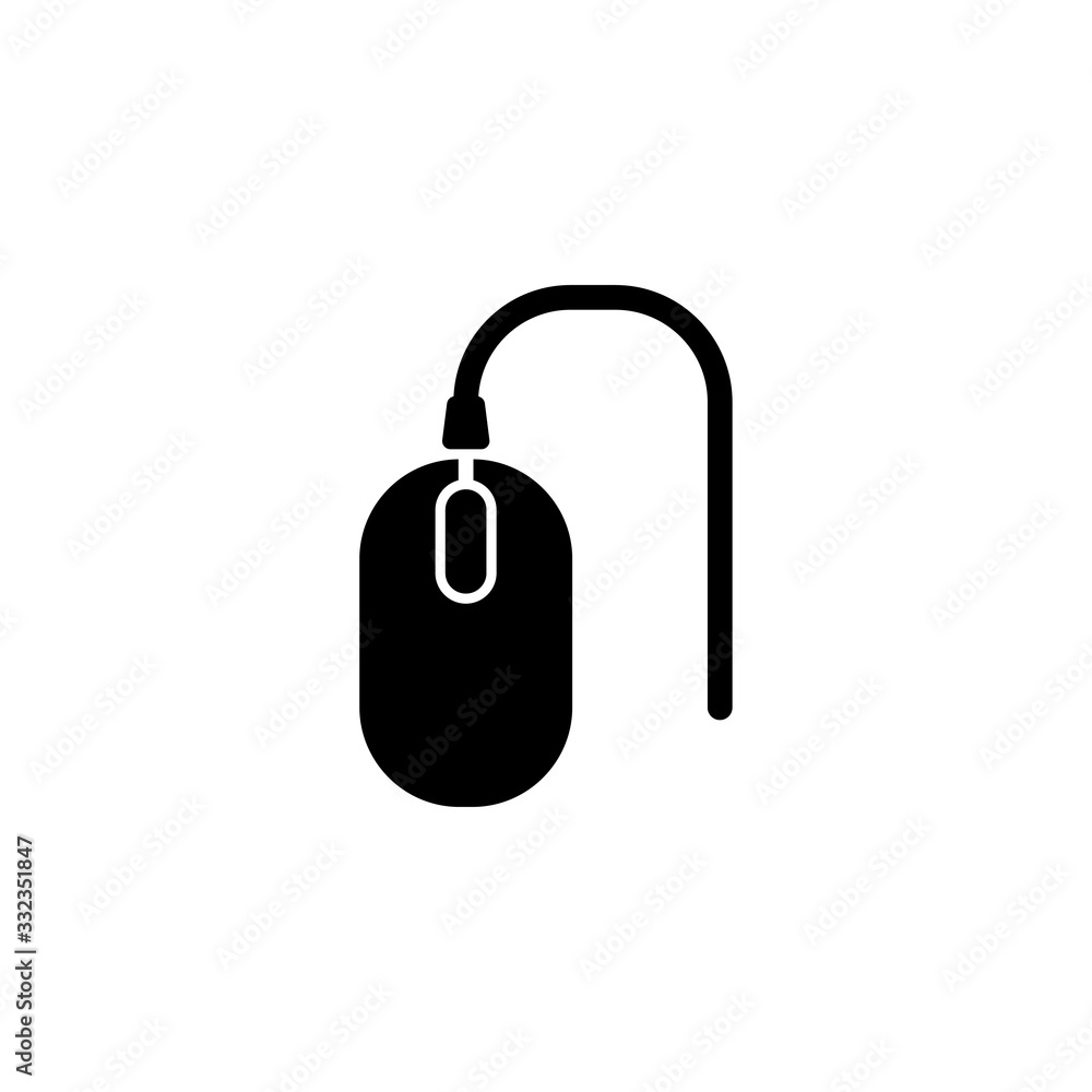 Aufkleber wired computer mouse, pointing device flat vector icon