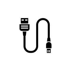 Looping Hardware Usb Cable Flat Vector Icon