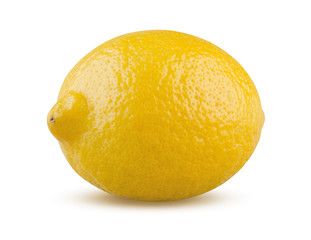 Ripe whole Lemon isolated on white background. This image has better resolution and quality, and absolute sharpness from foreground to background.