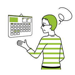 Illustration of a man looking at a calendar.